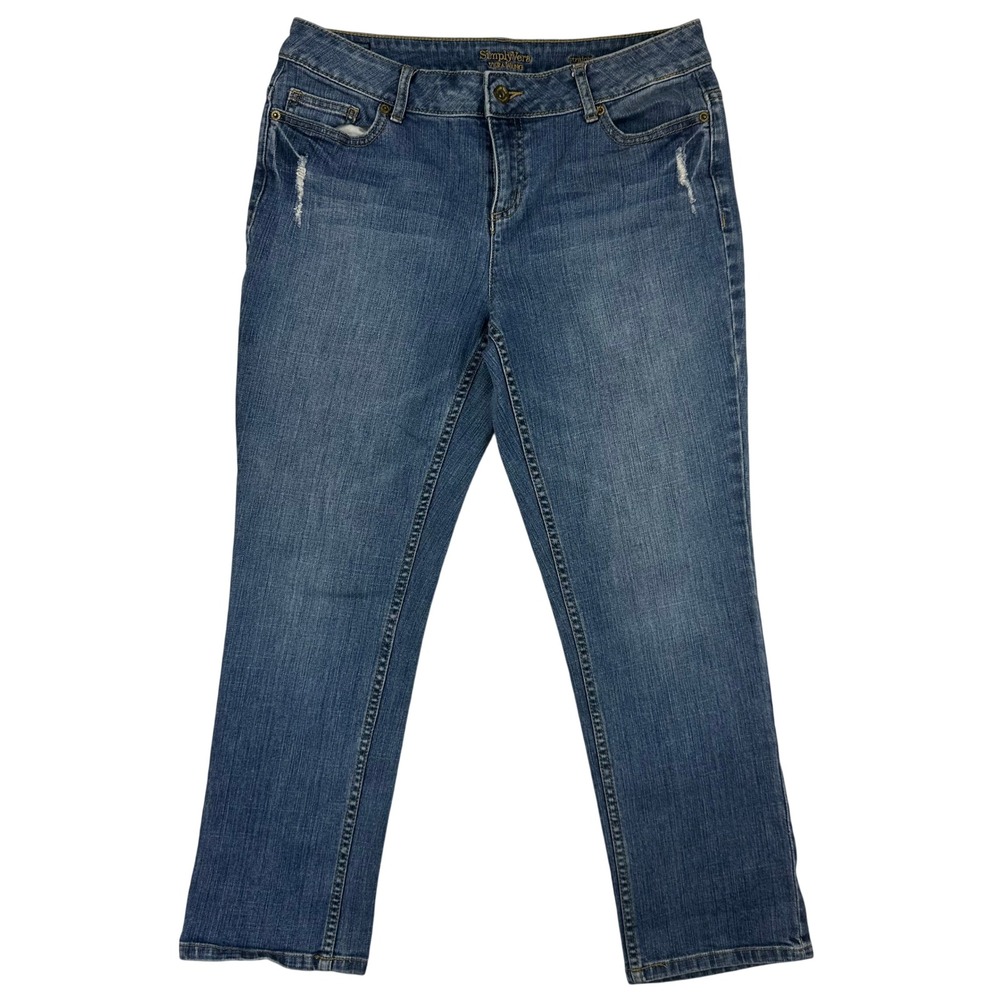 Simply Vera‎ Vera Wang Straight Leg Womens 10 Blue Denim Jeans Mid Rise